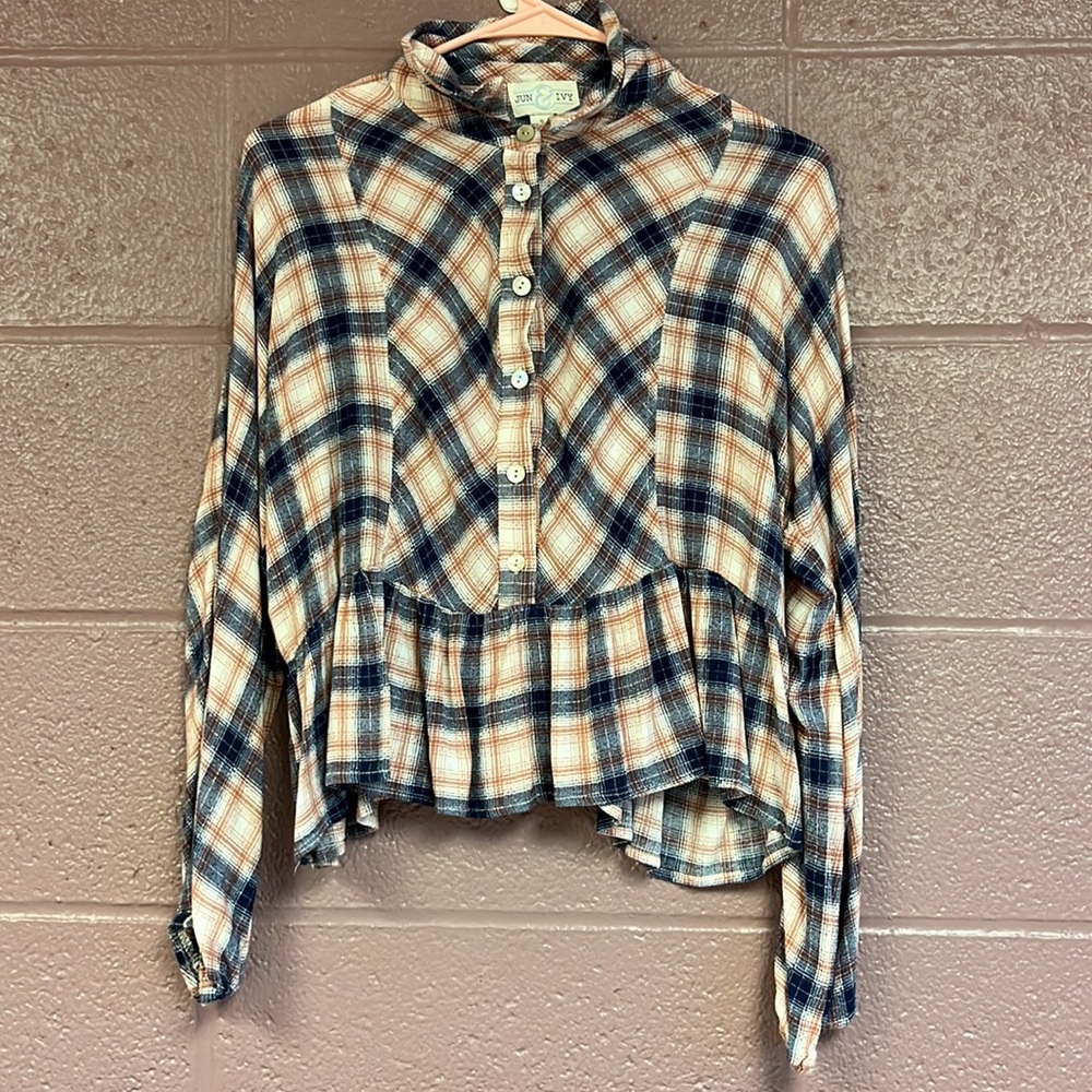 Francesca's Button Up Flow Flannel Shirt